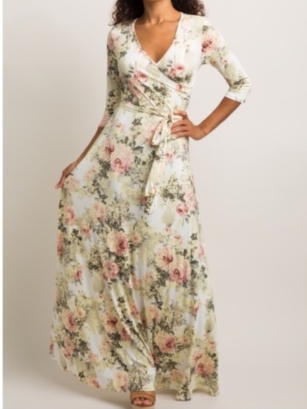 Pinkblush Maternity/Nursing Floral Surplice Faux Wrap Dress